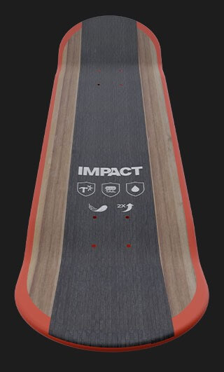 Impact durable Skateboard top with carbon fibre and graphic